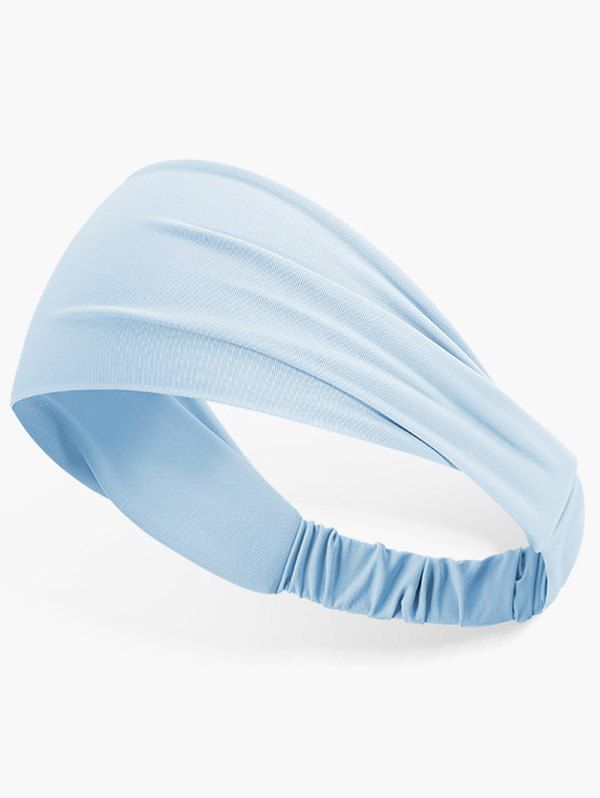 Bandeau de Sport Élastique Large en Couleur Unie - Bleu clair 