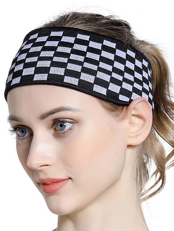 Bandeau Large Élastique Motif Géométrique Coloré - Noir 