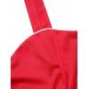 Mini Robe Contrastée Boutonnée à Bretelle à Taille Haute sans Manches de Grande Taille - Rouge foncé 2X
