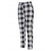 Pantalon Chino Long Décontracté Zippé à Carreaux Imprimé avec Poches - Noir XL