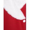 Robe de Noël Ligne A Boutonnée Taille Haute à Col Plongeant en Fausse Fourrure - Rouge M