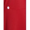 Robe de Noël Ligne A Boutonnée Taille Haute à Col Plongeant en Fausse Fourrure - Rouge S