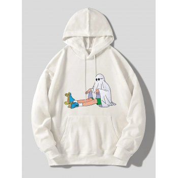 

Roller Skating Figure Print Hoodie Kangaroo Pocket Drawstring Casual Hoodie, Multicolor