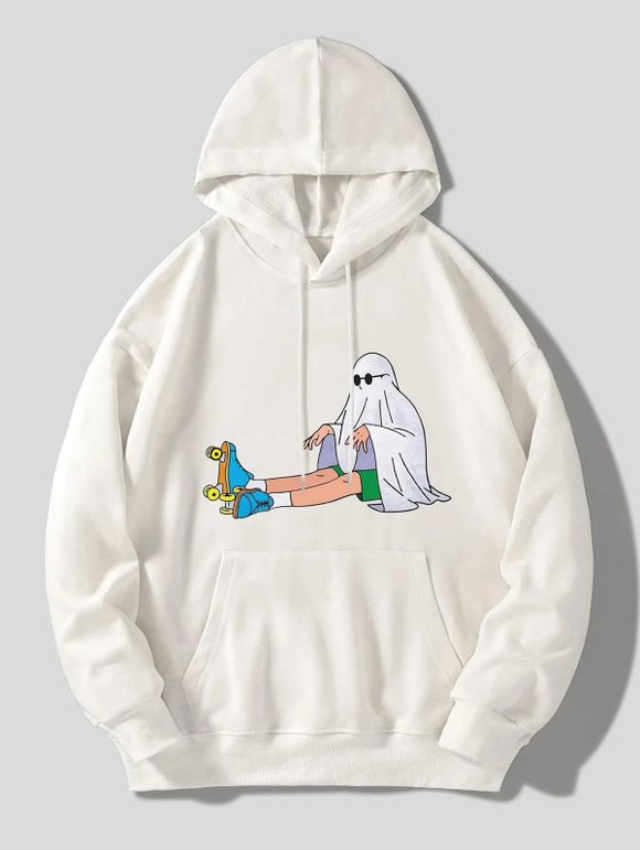 Pull-over Capuche Décontracté avec Cordon de Serrage et Poches Kangourou à Imprimé Figure de Rouleau - multicolor S