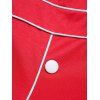 Mini Robe Contrastée Boutonnée à Bretelle à Taille Haute sans Manches de Grande Taille - Rouge foncé 2X