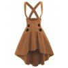 Mock Button High-low Suspender Skirt