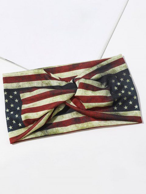Ethnic Headband American Flag Star Striped Print Twisted Vintage Patriotic Trendy Hair Accessories