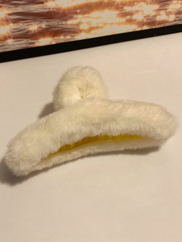 Accessoire pour Cheveux en Forme de Griffe en Fausse Fourrure - Jaune clair 