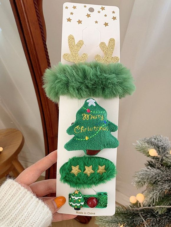 4 Pièces Pinces à Cheveux de Noël Mignon - Vert profond 