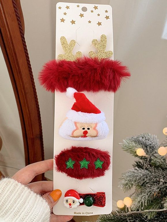 4 Pièces Pinces à Cheveux de Noël Mignon - Rouge 