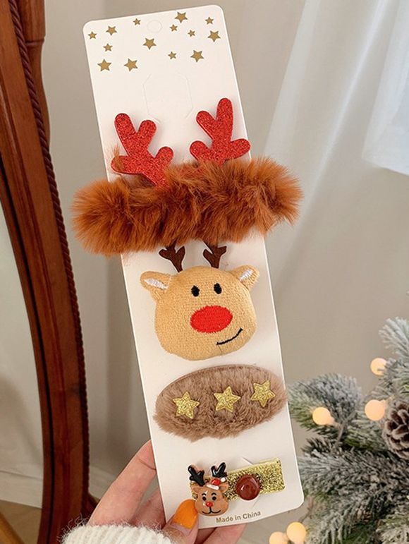 4 Pièces Pinces à Cheveux de Noël Mignon - café 