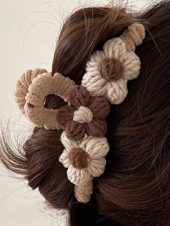 Accessoire de Cheveux Au Crochet Fleurie Style Frais - café lumière 