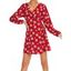 Mini Robe Portefeuille Courte à Imprimé Florale à Col Plongeant à Manches Longues - Rouge XL