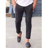 Pantalon Chino Long Décontracté en Couleur Unie Zippé à Cordon - Gris Foncé XL
