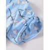 Flower Print Dress Wrap Dress Tied V Neck Short Sleeve A Line High Waisted Midi Dress - LIGHT BLUE M