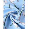 Flower Print Dress Wrap Dress Tied V Neck Short Sleeve A Line High Waisted Midi Dress - LIGHT BLUE XL