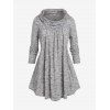 T-shirt Teinté Manches Raglan de Grande Taille à Col Bénitier - Gris Clair 5X