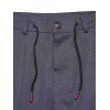 Pantalon Chino Long Décontracté en Couleur Unie Zippé à Cordon - Gris Foncé XL