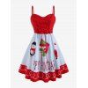 Robe à Bretelle Père Noël Bonhomme de Neige de Grande Taille à Lacets - Rouge L