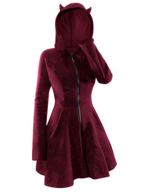 Zip Up Animal Hooded Velour Dress