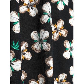 Plus Size Floral Print Buttons 2fer Peplum T Shirt