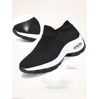 

Air Cushion Heightening Breathable Knit Shoes, Black