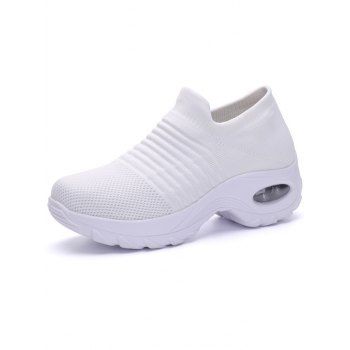 

Air Cushion Heightening Breathable Knit Shoes, White