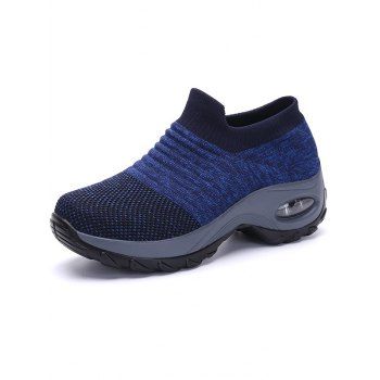 

Air Cushion Heightening Breathable Knit Shoes, Blue