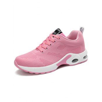 

Letter Applique Breathable Lace Up Casaul Sport Shoes, Light pink