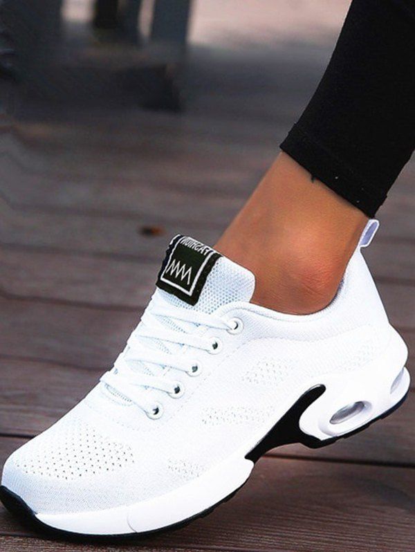 Chaussures de Sport Décontractées Respirantes Lettre Applique à Lacet - Blanc EU 40
