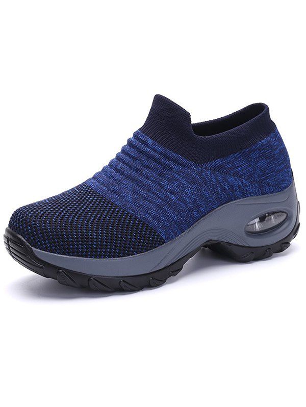 Chaussures Athlétiques Respirantes Rehaussement du Coussin d'Air en Tricot - Bleu EU 36