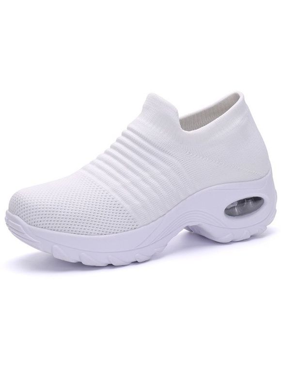 Chaussures Respirantes Rehaussement du Coussin d'Air en Tricot - Blanc EU 38