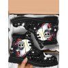 Cute Skull Sparkly Print Gothic Warm Fleece Liner Lace Up Boots