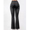 Flare Jeans Topstitching Pockets Zipper Fly Long Denim Pants - BLACK M
