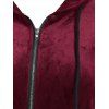 Robe en Velours à Capuche Zippée - Rouge foncé XL