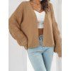 Textured Sweater Cardigan Plain Color Open Front Long Sleeve Sweater Cardigan - DEEP YELLOW L