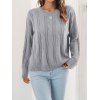 Solid Color Twisted Cable Knit Sweater Mock Neck Casual Sweater - GRAY M