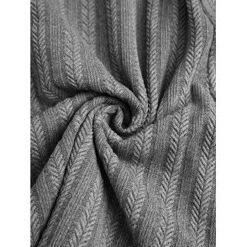 Plaid Textured Knit Hooded Dress Lace Up Mock Button Drawstring Hood Mini Dress