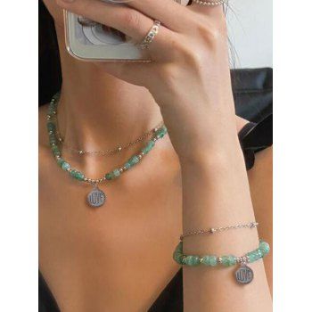 

Love Pendant Beading Necklace And Bracelet Set, Multicolor