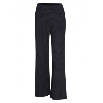 Solid Color Textured Wide Leg Pants Long Elastic High Waist Pants, DRESSLILY  - buy with discount