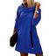 Mini Robe à Capuche Droite Embellie de Zip en Couleur Unie à Manches Longues - Bleu S