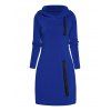 Mini Robe à Capuche Droite Embellie de Zip en Couleur Unie à Manches Longues - Bleu 2XL