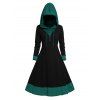 Robe à Capuche Tricotée Zippée Texturée Anneau en O à Manches Longues à Cordon en Blocs de Couleurs - multicolor XXL