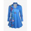 T-Shirt Tunique à Imprimé Papillons Grande Taille - Bleu L