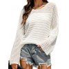 Textured Hollow Out Sweater Plain Color Sweater Round Neck Pullover Long Sleeve Sweater - WHITE XL