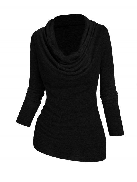 Heather Sweater Pullover Sweater Cowl Neck Draped Long Sleeve Casual Sweater