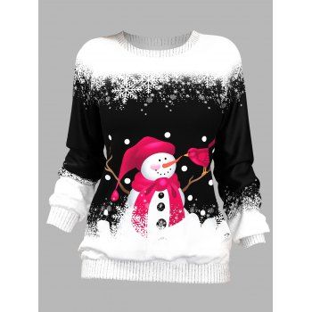 

Christmas Cute Snowman Snowflake Print Sweatshirt Xmas Raglan Sleeve Sweatshirt, Multicolor a