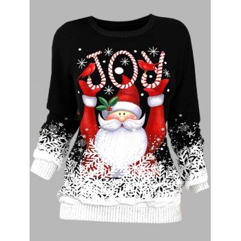 

Christmas Sweatshirt Santa Claus Snowflake Print Round Neck Long Sleeve Sweatshirt, Multicolor a