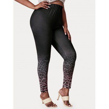 

Plus Size High Rise Leopard Print Skinny Leggings, Black