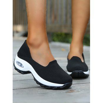 

Colorblock Breathable Heightening Casual Shoes, Black